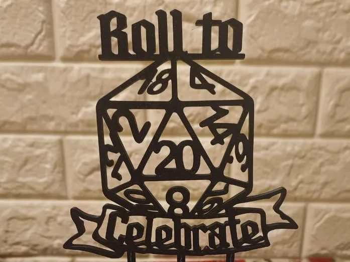 Roll to Celebrate - D20 RPG Cake Topper