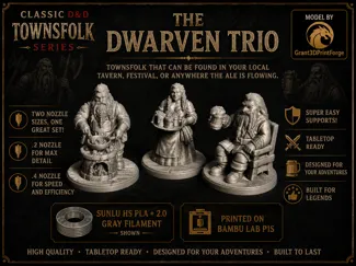 Classic D&D Townsfolk - The Dwarven Trio 