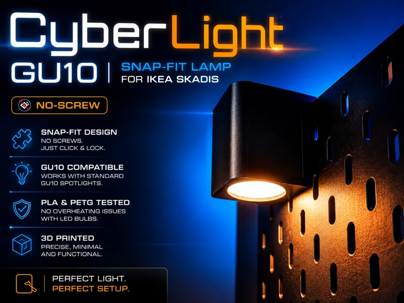 CyberLight GU10 | Snap-Fit Lamp for IKEA SKADIS