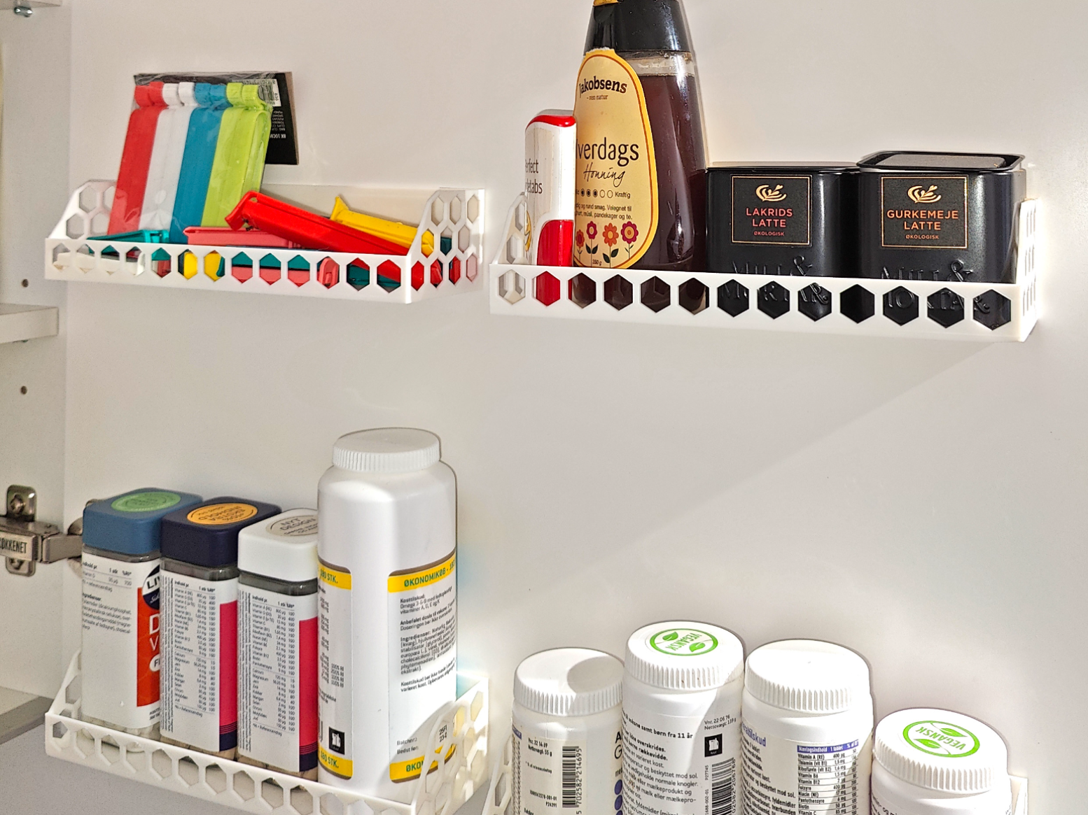 No-Drill Honeycomb Cabinet Shelves (Tape Mount)