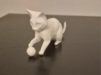 Low Poly Cat Playing with Ball
