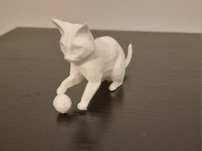Low Poly Cat Playing with Ball 