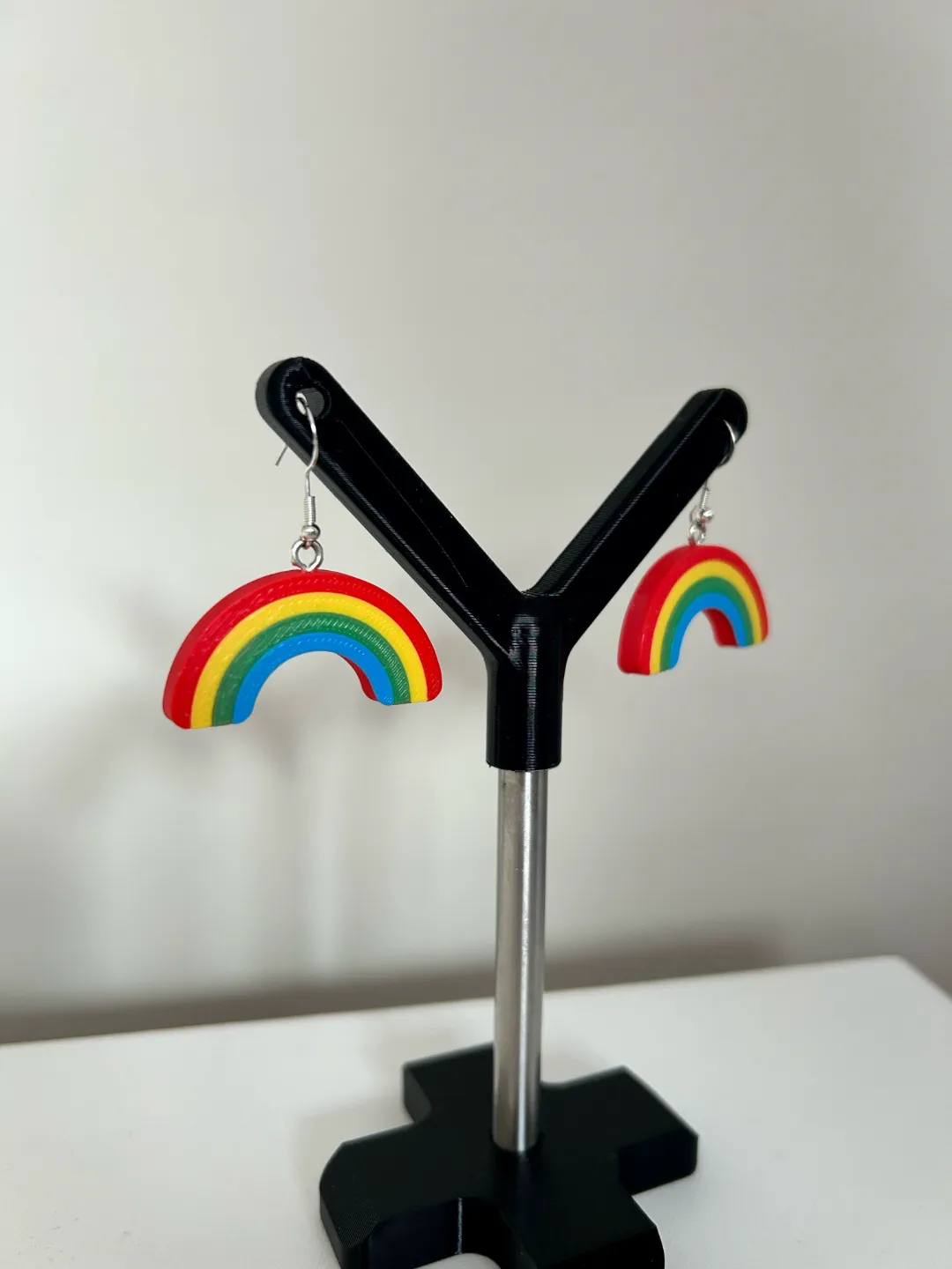 Rainbow earrings view 2