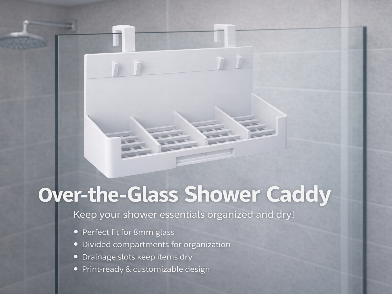 Over-Glass Shower Organiser Hook (Fits 8mm Glass)