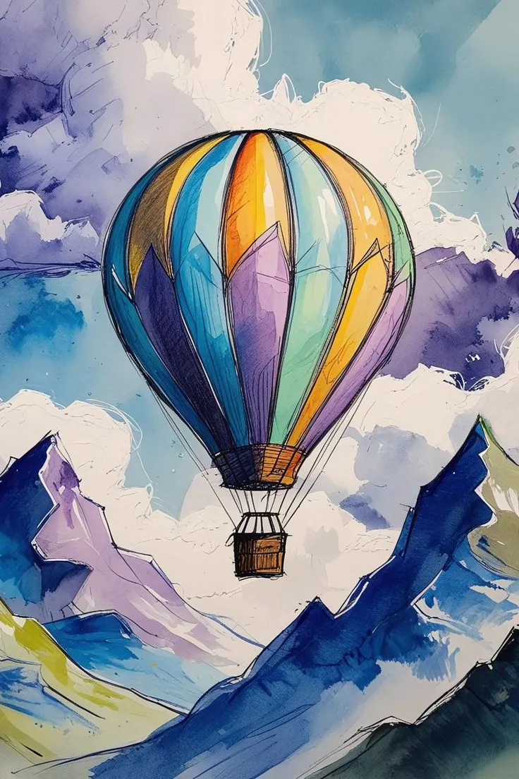 Mongolfiera tra le Nuvole — Lightbox multicolore view 2