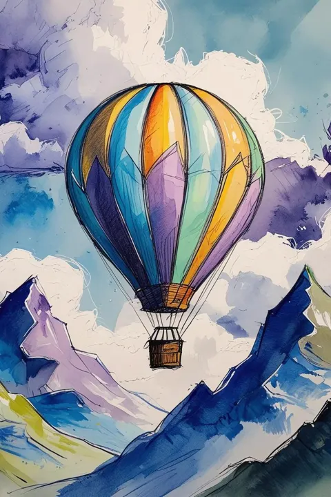 Mongolfiera tra le Nuvole — Lightbox multicolore view 2