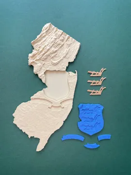 Accesorio para impresora 3D: New Jersey topography flag model Garden State — vista de referencia 3