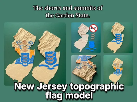 Accesorio para impresora 3D: New Jersey topography flag model Garden State — referencia de MakerWorld