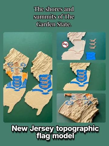 Accesorio para impresora 3D: New Jersey topography flag model Garden State — vista de referencia 2