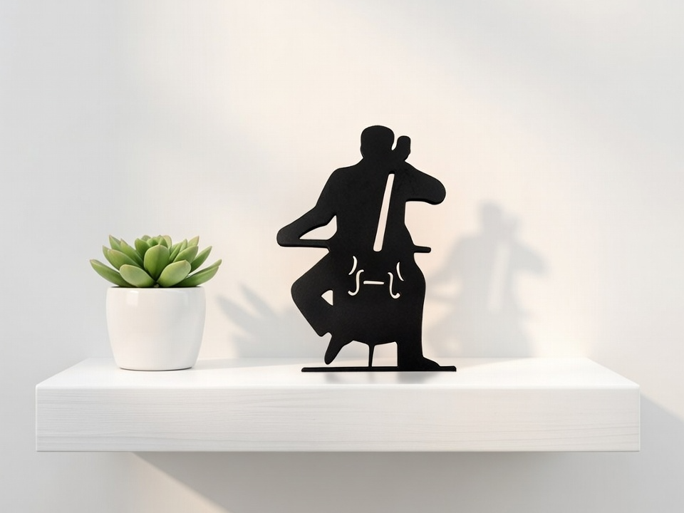 Cello Player Silhouette Desk Statue