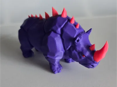 Amethyst Guardian: Low-Poly Rhino (Stone/Crystal) 