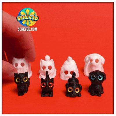 Mini Cat in Ghost Costume - Serev3d