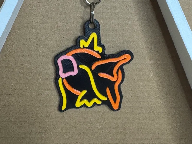 Magikarp inspired neon keychain