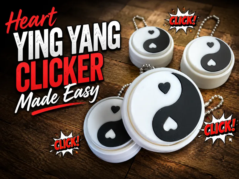 Heart Ying Yang Clicker Keychain Great Party Gift