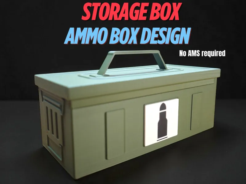 Storage Box in Ammo Box Style with Sliding Lid