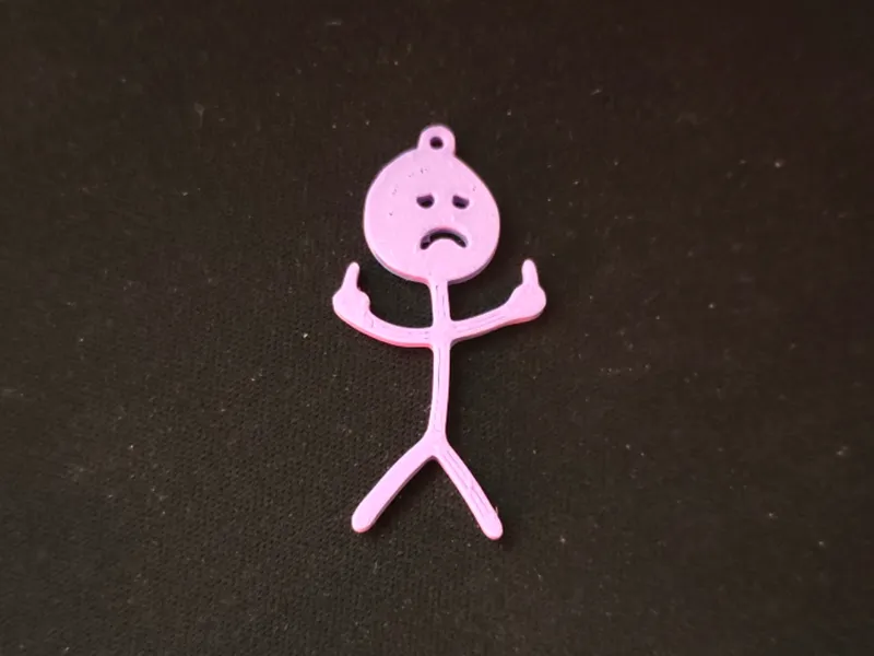 Middle finger sad stickman keychain
