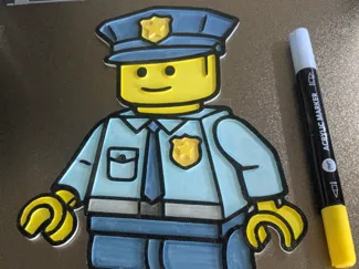 Police brickman coloring plate