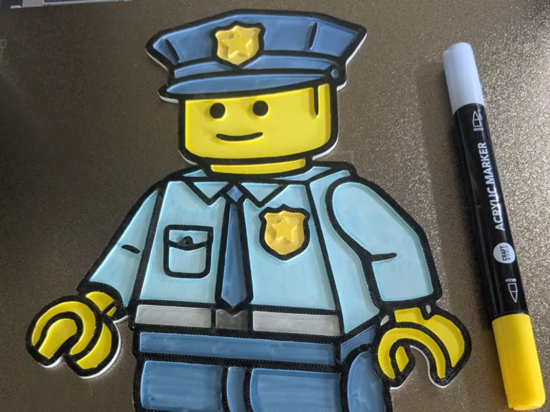 Police brickman coloring plate