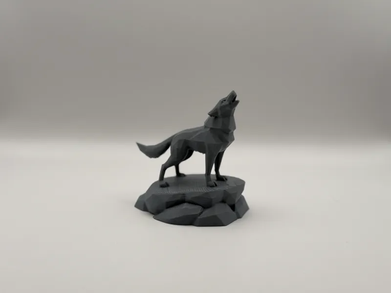 Low-Poly Howling Wolf Figurine