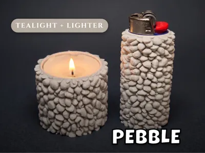 Minimalistic Pebble Tealight and Lighter
