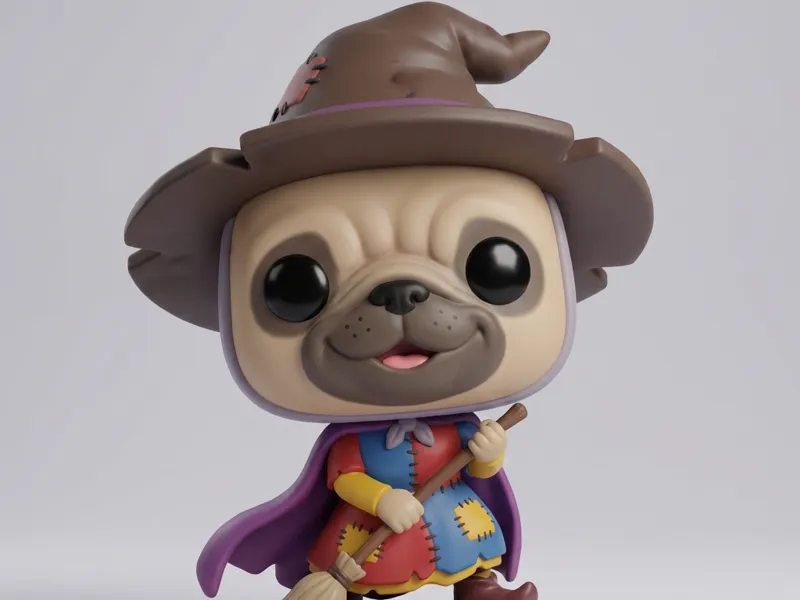 Befana con volto di un pug o carlino funko pop