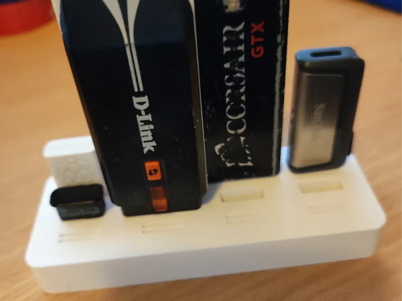 USB dongle desk storage with microsd slots