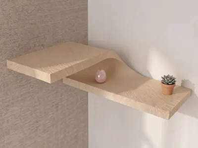 Scalable Corner Shelf with Real Wood Look