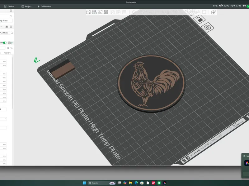 Rooster Coaster line art