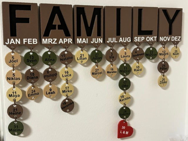 Personalized Family Birthday Wall Calendar