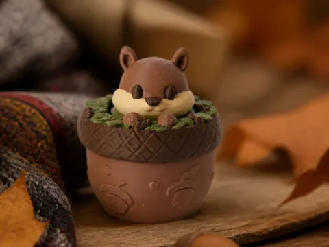 Objeto manipulable: Acorn Squirrel Clicker Toy Cute Fall Fidget — referencia de MakerWorld