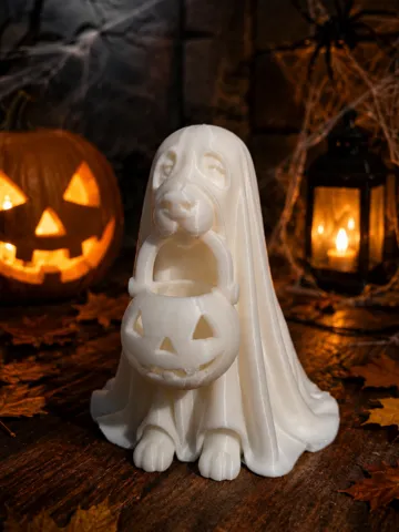 Adorno temático: Ghost dog with a Halloween bowl — vista de referencia 2