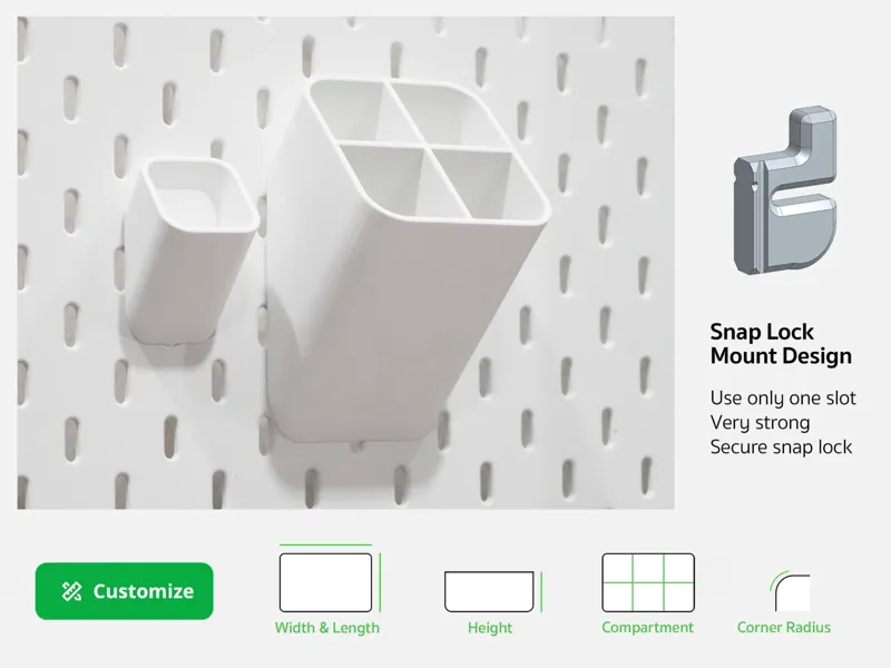 Customizable Skadis Tilt Bin (Parametric)
