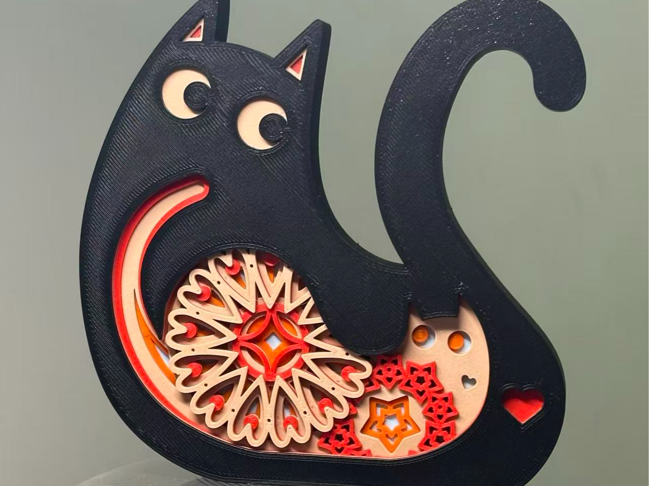 Miniatura 1 do modelo 3D 猫猫摆件（内部颜色可自定义）