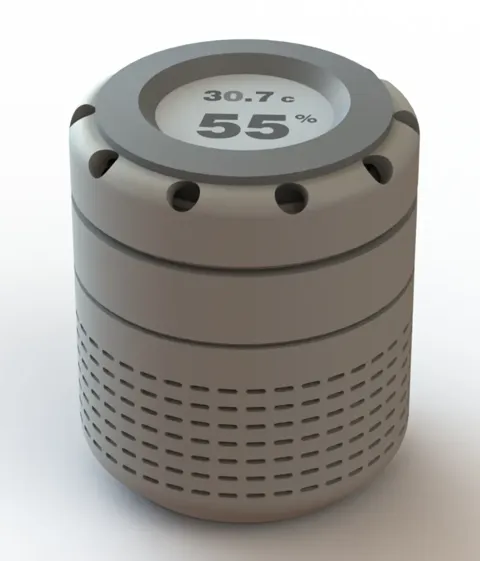 Desiccant container with thermometer hygrometer view 2