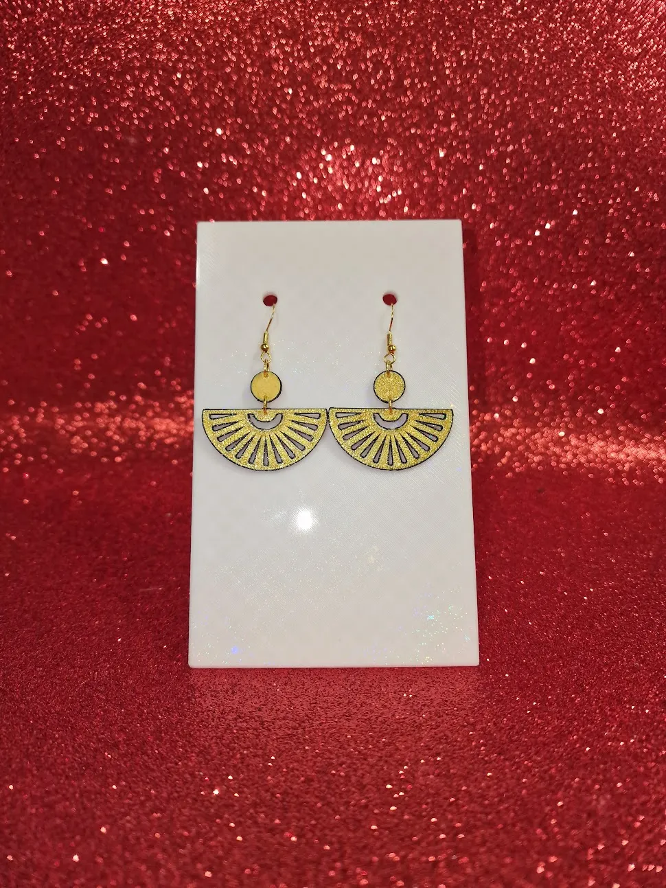 Egyptian fan earrings view 2
