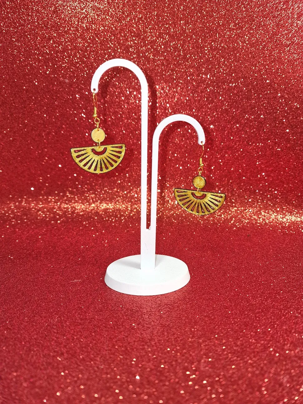 Egyptian fan earrings view 3