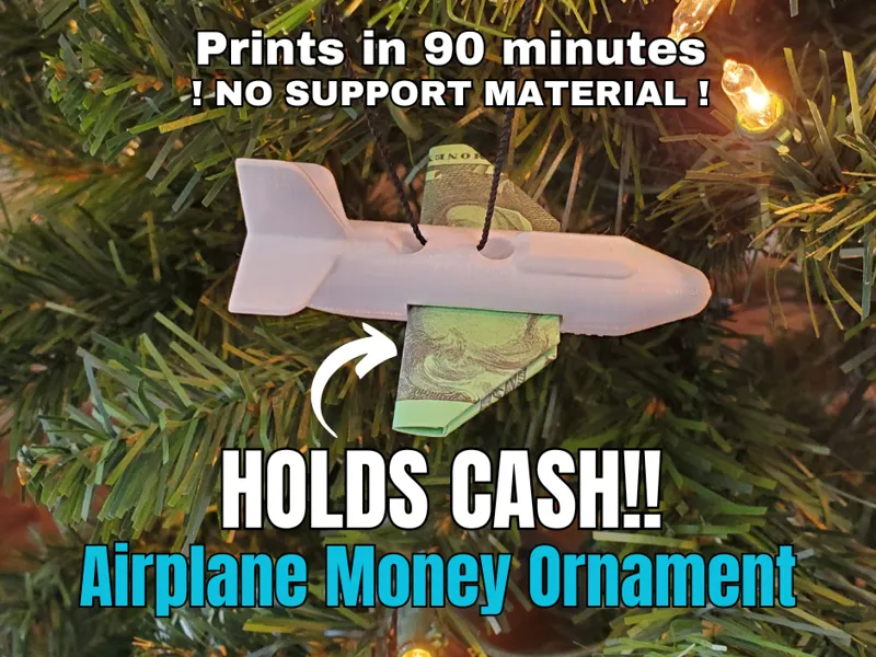 Airplane Money Ornament - Travel Money Gift