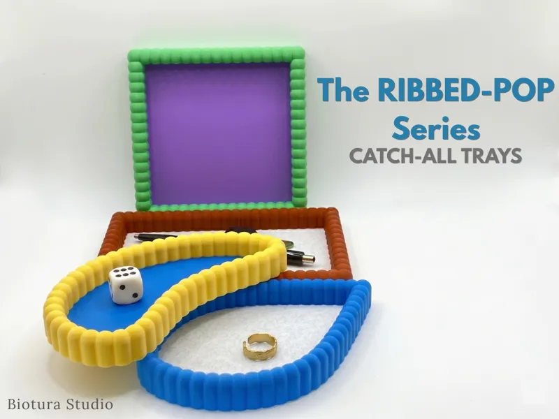 The RIBBED-POP Series - 4 Modern Catchall Trays