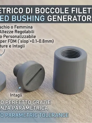 Letrero o emblema decorativo: Parametric Threaded Bushing Generator (Male & F) — vista de referencia 2