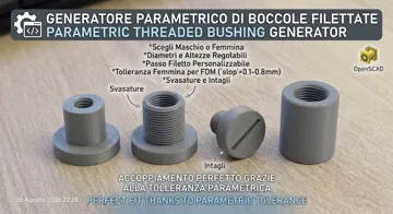 Letrero o emblema decorativo: Parametric Threaded Bushing Generator (Male & F) — vista de referencia 3
