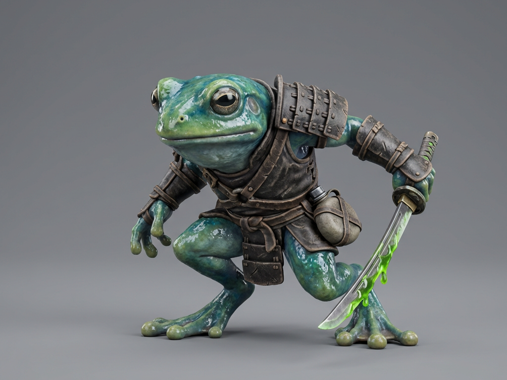 D&D Miniature: Grung Samurai (FDM Pre-Supported)