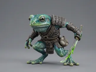 D&D Miniature: Grung Samurai (FDM Pre-Supported)