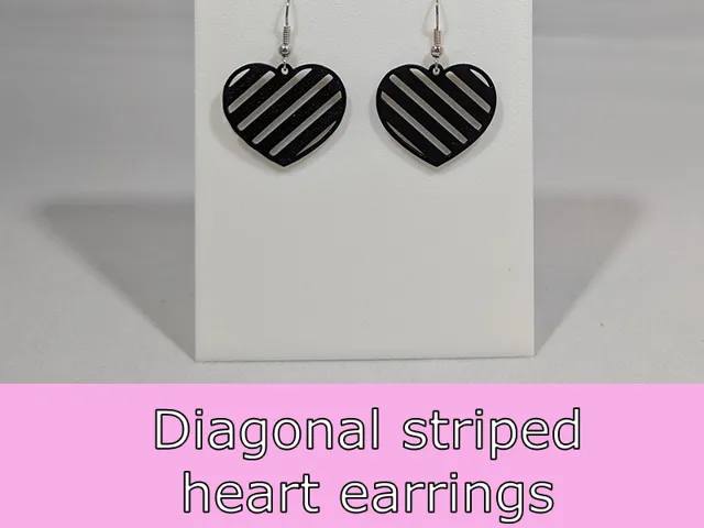 Diagonal striped hear earrings