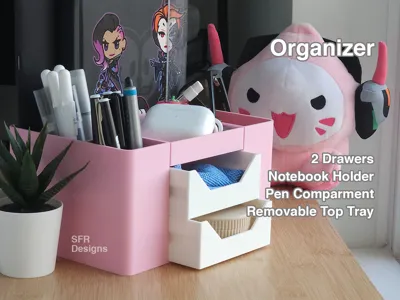 Desk Organizer with Drawers and Removable Tray