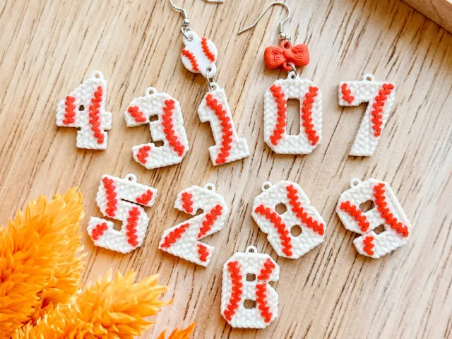 Knitted Baseball Number Earrings/keychain