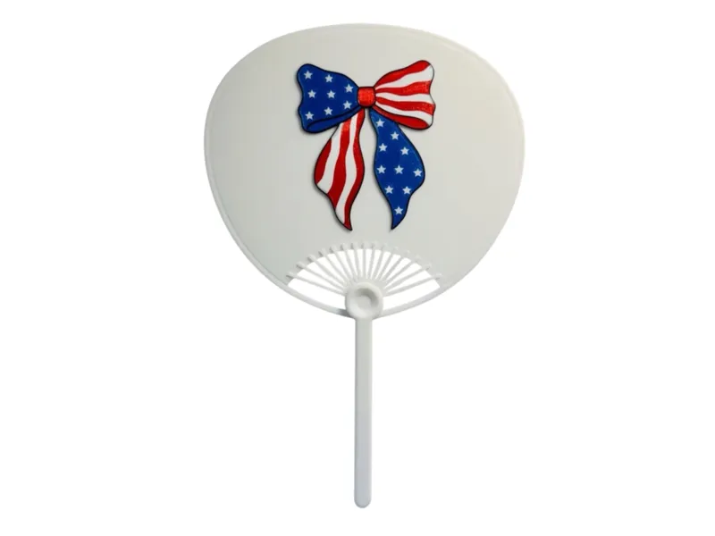 USA bow ribbon hand held fan 4th July