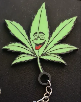 Happy pot leaf keychain