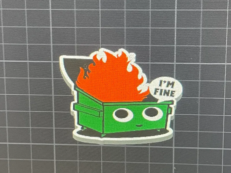 Cute Dumpster fire tag