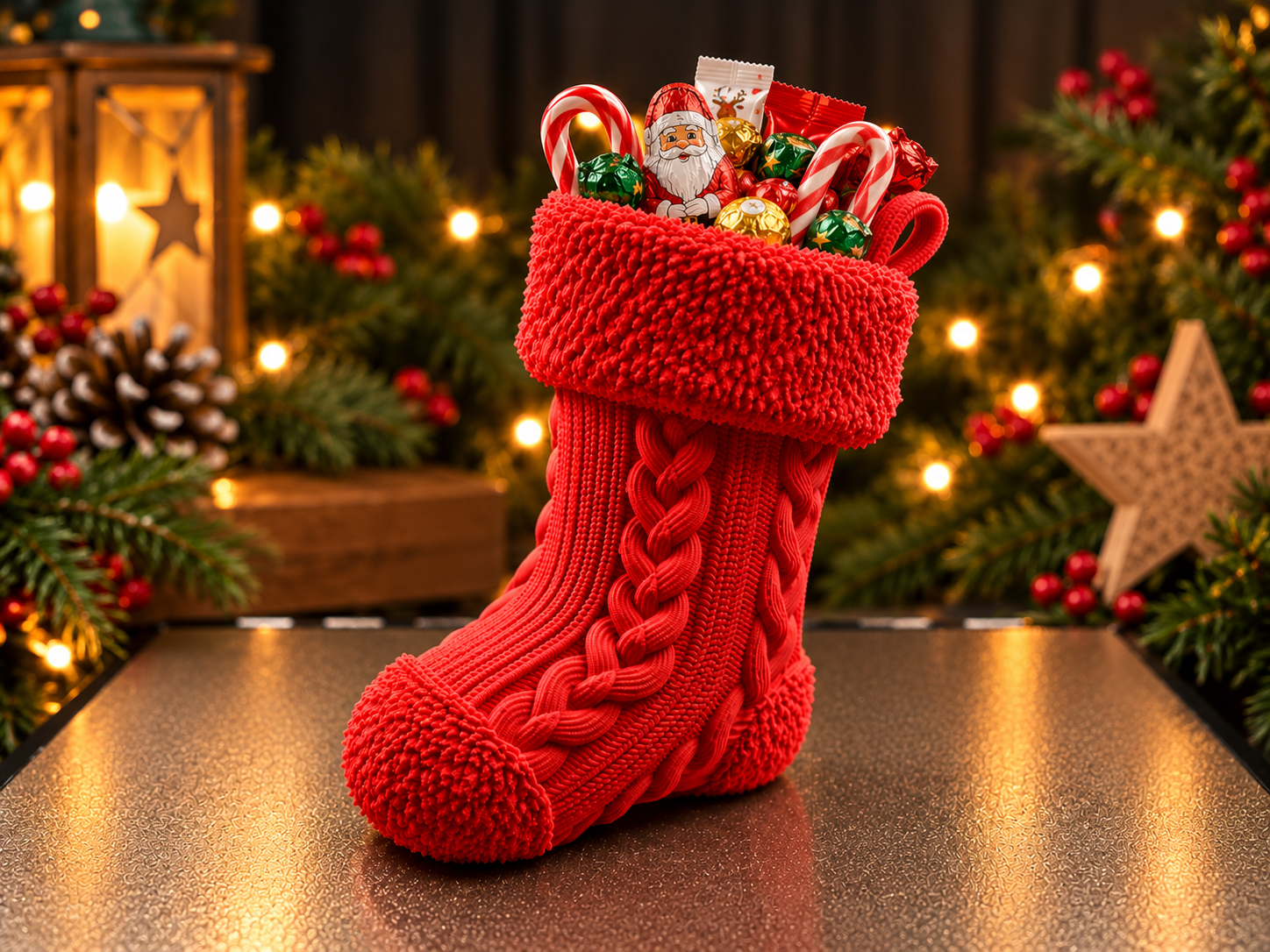 Knitted Christmas Stocking – Candy Holder - 1