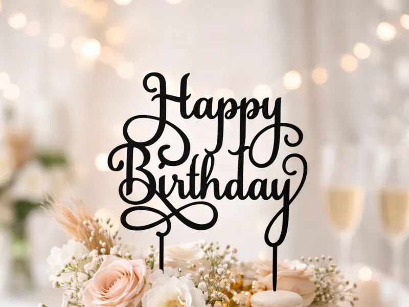 Happy Birthday Cake Topper – Elegant Script | Easy